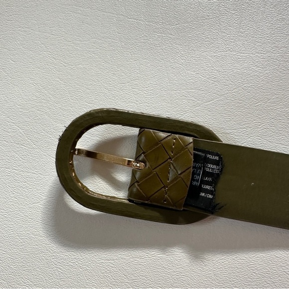 NWOT Mango Samitier Vegan Leather Woven Belt in Olive L - Picture 5 of 7